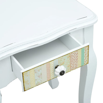 Table De Chevet Blanc 40X30X50,5 Cm Bois