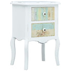 Table De Chevet Blanc Et Marron 43X32X65 Cm Mdf