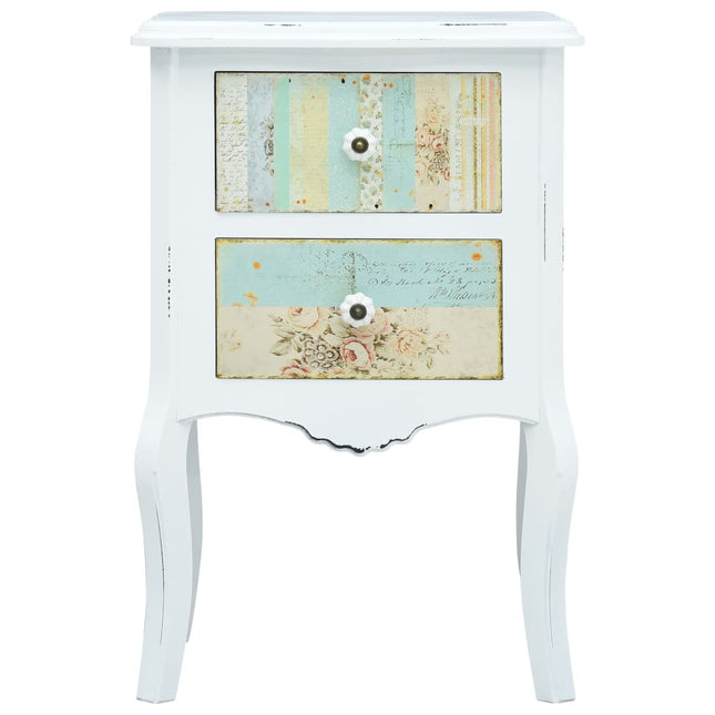 Table De Chevet Blanc Et Marron 43X32X65 Cm Mdf