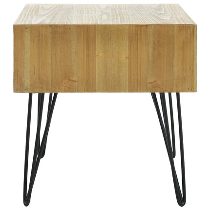 Table Basse Avec 2 Tiroirs Marron Sculpté 80X40X40,5 Cm Bois