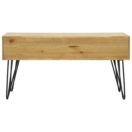 Table Basse Avec 2 Tiroirs Marron Sculpté 80X40X40,5 Cm Bois
