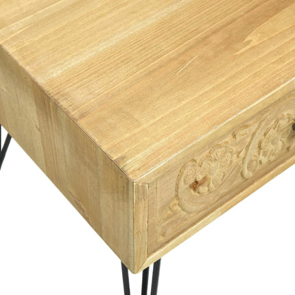 Table Basse Avec 2 Tiroirs Marron Sculpté 80X40X40,5 Cm Bois