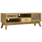 Meuble Tv Marron Sculpté 120X30X42 Cm Bois