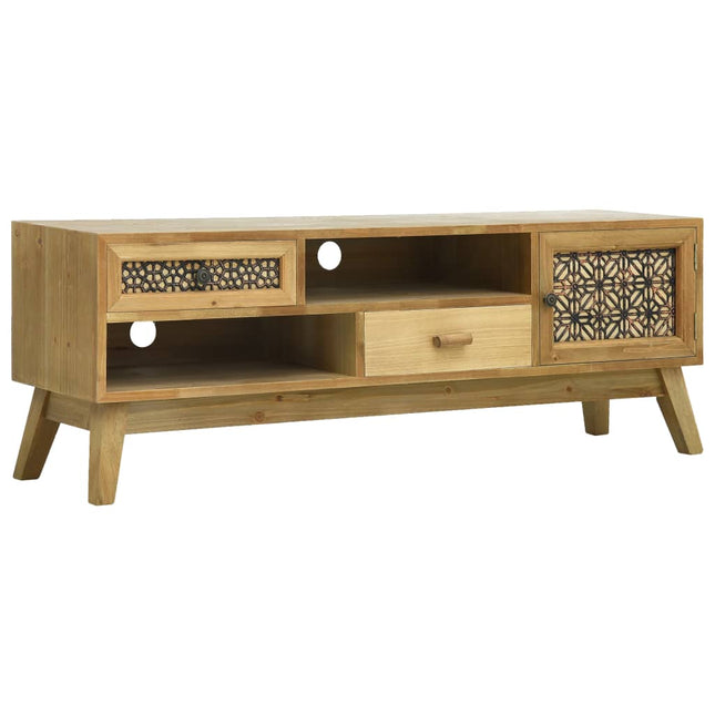 Meuble Tv Marron Sculpté 120X30X42 Cm Bois