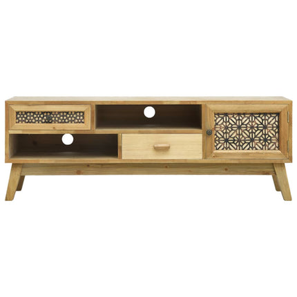Meuble Tv Marron Sculpté 120X30X42 Cm Bois