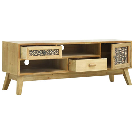 Meuble Tv Marron Sculpté 120X30X42 Cm Bois