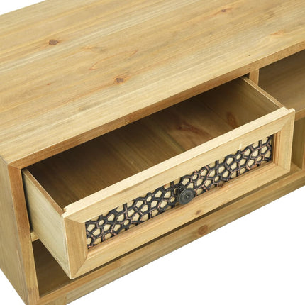 Meuble Tv Marron Sculpté 120X30X42 Cm Bois