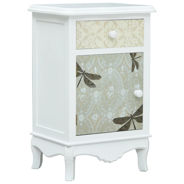 Table De Chevet Blanc Et Gris 40X30X62 Cm Mdf