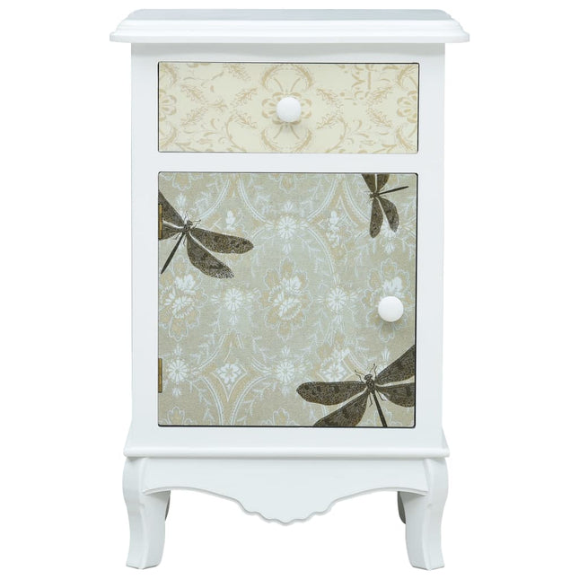 Table De Chevet Blanc Et Gris 40X30X62 Cm Mdf
