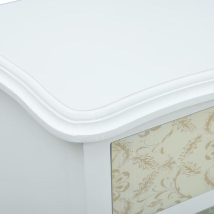 Table De Chevet Blanc Et Gris 40X30X62 Cm Mdf