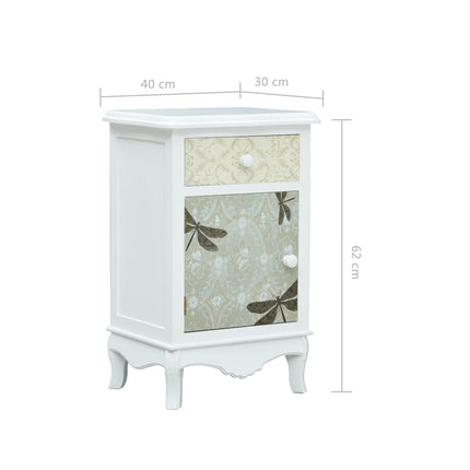 Table De Chevet Blanc Et Gris 40X30X62 Cm Mdf