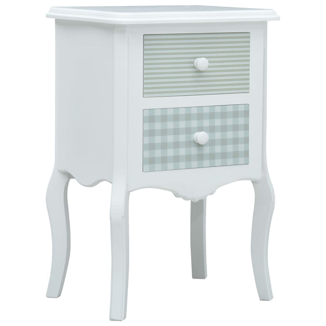 Table De Chevet Blanc Et Gris 43X32X65 Cm Mdf