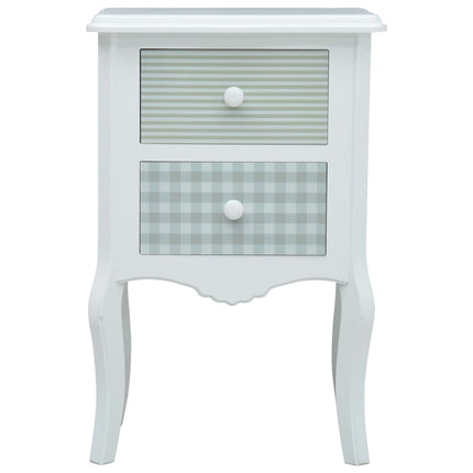 Table De Chevet Blanc Et Gris 43X32X65 Cm Mdf