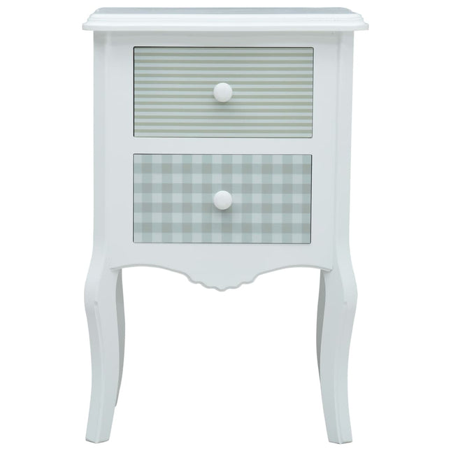 Table De Chevet Blanc Et Gris 43X32X65 Cm Mdf