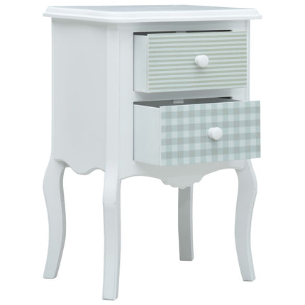 Table De Chevet Blanc Et Gris 43X32X65 Cm Mdf
