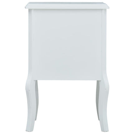 Table De Chevet Blanc Et Gris 43X32X65 Cm Mdf