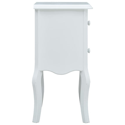 Table De Chevet Blanc Et Gris 43X32X65 Cm Mdf