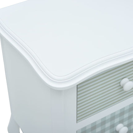 Table De Chevet Blanc Et Gris 43X32X65 Cm Mdf