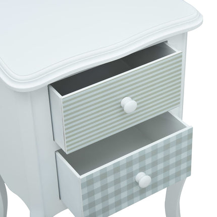 Table De Chevet Blanc Et Gris 43X32X65 Cm Mdf