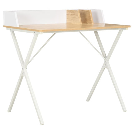 Bureau Blanc Et Naturel 80X50X84 Cm