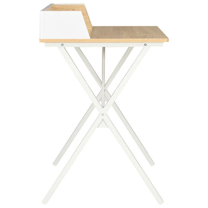Bureau Blanc Et Naturel 80X50X84 Cm