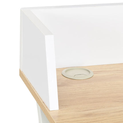 Bureau Blanc Et Naturel 80X50X84 Cm