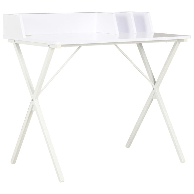 Bureau Blanc Et Naturel 80X50X84 Cm