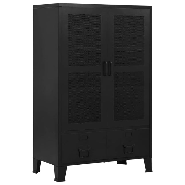 Armoire De Bureau Avec Portes En Maille Acier 75X40X120 Cm Noir
