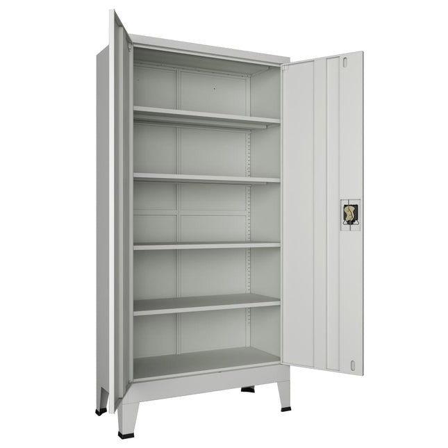 Armoire De Bureau Avec 2 Portes Acier 90 X 40 X 180 Cm Gris