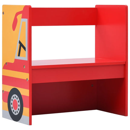 Jeu De Table Et Chaises D'enfants 3 Pcs Camion De Pompiers Bois