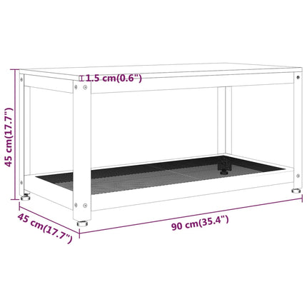 Table Basse Et Noir 90X45X45 Cm Mdf Et Fer