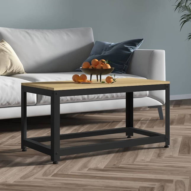 Table Basse Et Noir 90X45X45 Cm Mdf Et Fer