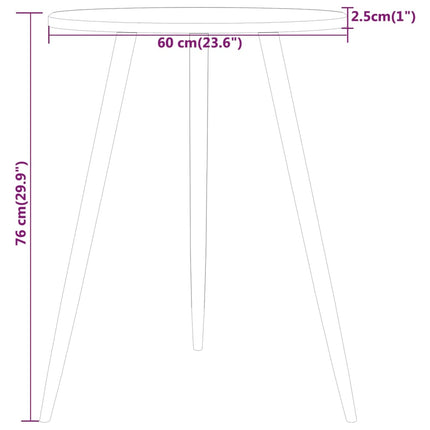Table De Bistro Ø60X76 Cm Mdf Et Fer