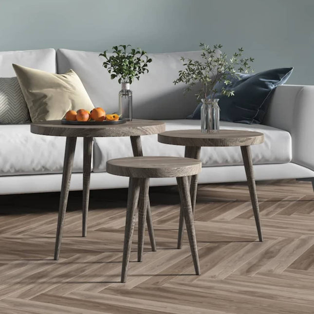 Ensemble De Tables D'appoint 3 Pcs Mdf Et Fer