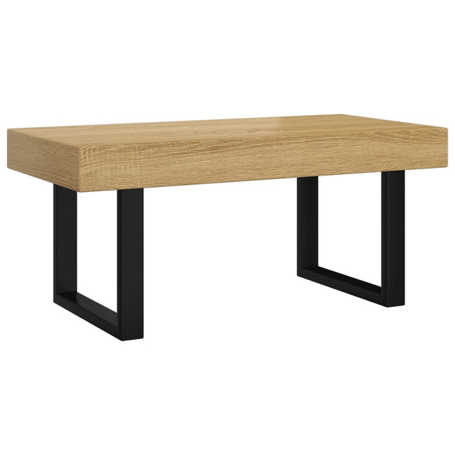 Table Basse Et Noir 90X45X40 Cm Mdf Et Fer
