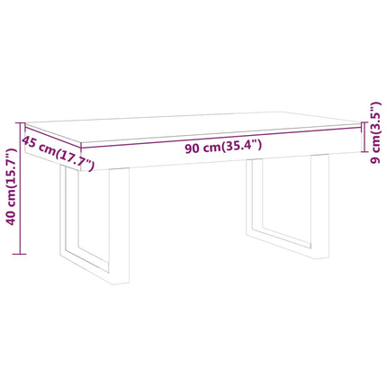 Table Basse Et Noir 90X45X40 Cm Mdf Et Fer