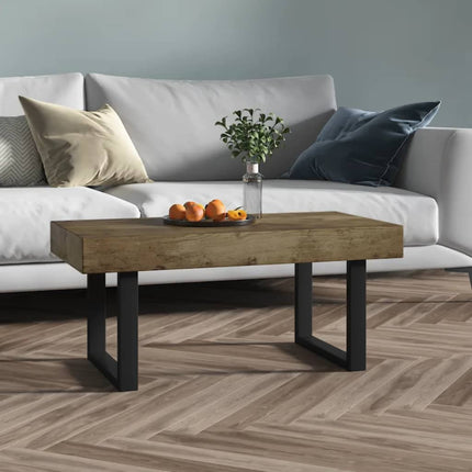 Table Basse Et Noir 90X45X40 Cm Mdf Et Fer