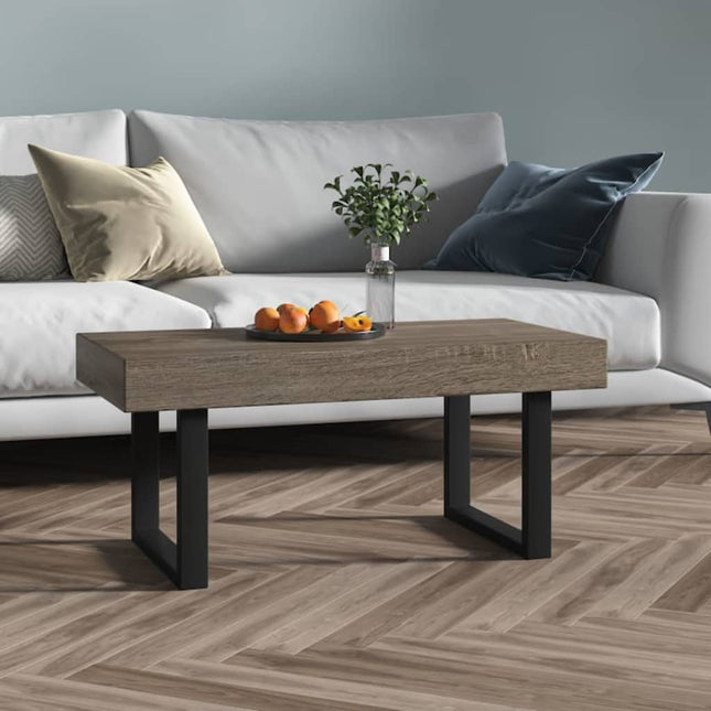 Table Basse Et Noir 90X45X40 Cm Mdf Et Fer