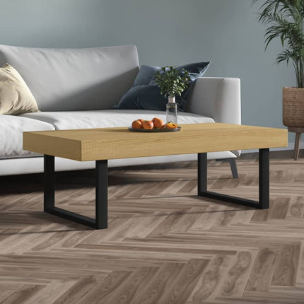 Table Basse Et Noir 120X60X40 Cm Mdf Et Fer
