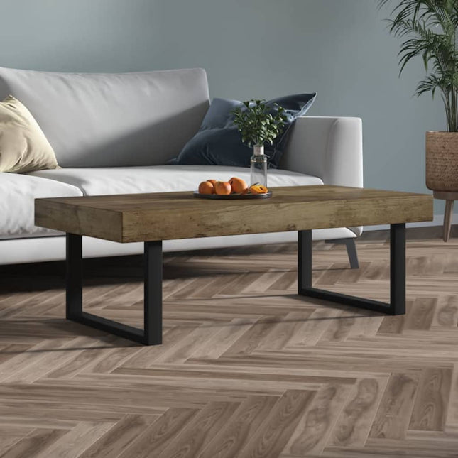 Table Basse Et Noir 120X60X40 Cm Mdf Et Fer