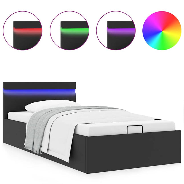 Cadre De Lit À Rangement Hydraulique Sans Matelas Avec Led