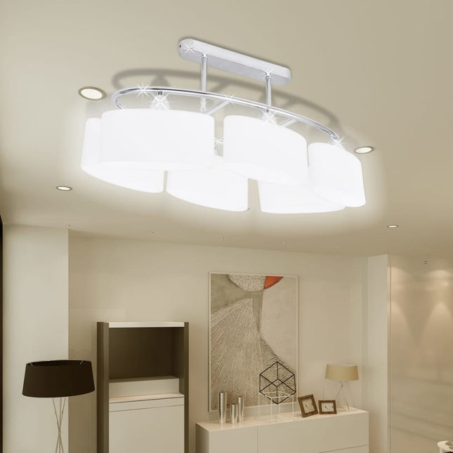 Plafonnier Avec Abat-Jours En Verre Ellipsoïde 2 Pcs E14
