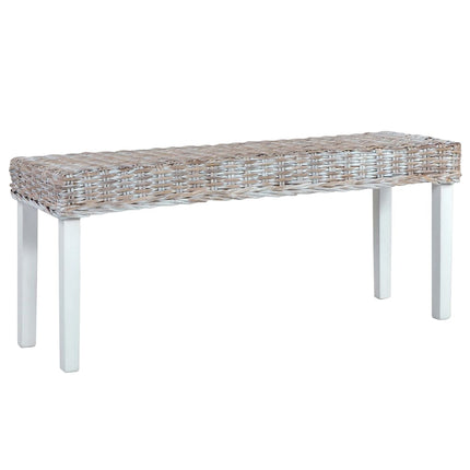 Banc 110 Cm Rotin Naturel Kubu Et Bois D'acajou Massif