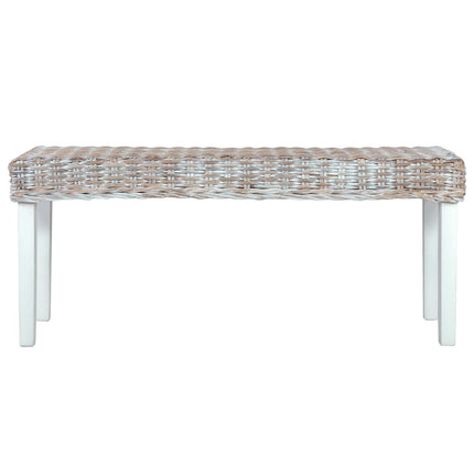 Banc 110 Cm Rotin Naturel Kubu Et Bois D'acajou Massif