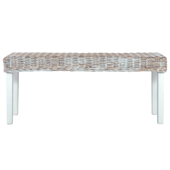 Banc 110 Cm Rotin Naturel Kubu Et Bois D'acajou Massif