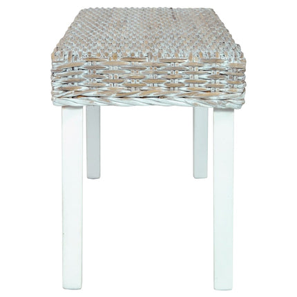 Banc 110 Cm Rotin Naturel Kubu Et Bois D'acajou Massif