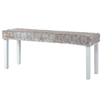 Banc 110 Cm Rotin Naturel Kubu Et Bois D'acajou Massif
