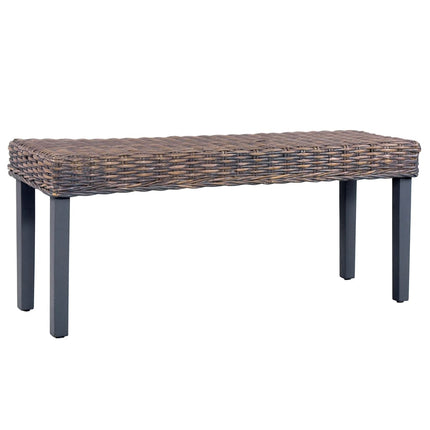 Banc 110 Cm Rotin Naturel Kubu Et Bois D'acajou Massif
