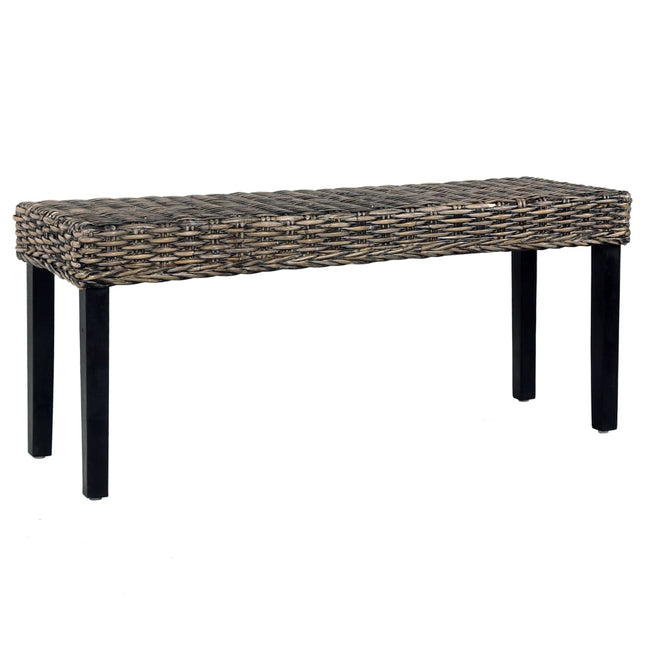 Banc 110 Cm Rotin Naturel Kubu Et Bois D'acajou Massif