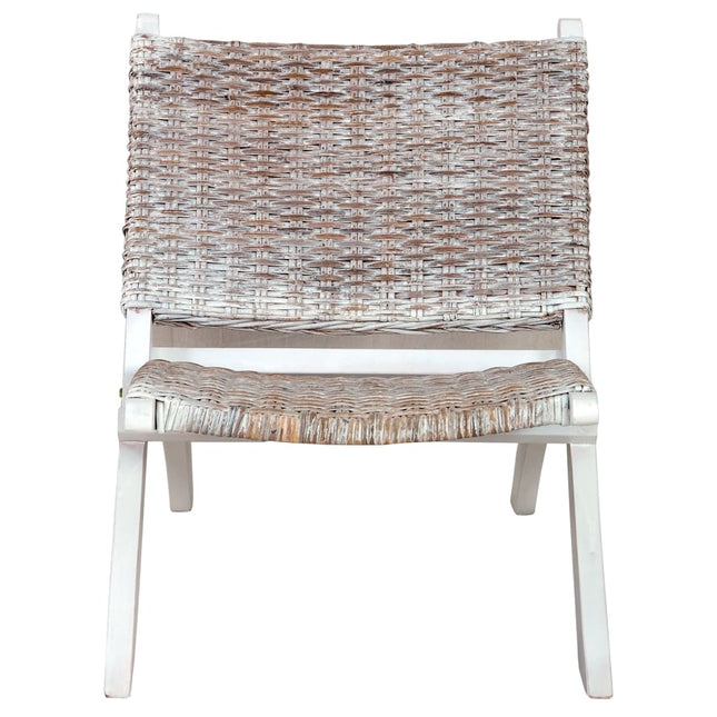 Chaise De Relaxation Rotin Kubu Naturel Et Bois D'acajou Massif